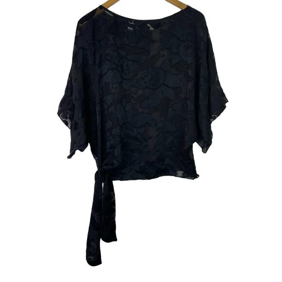 Vintage Sheer Black Top Flowers Ties - Picture 2 of 8